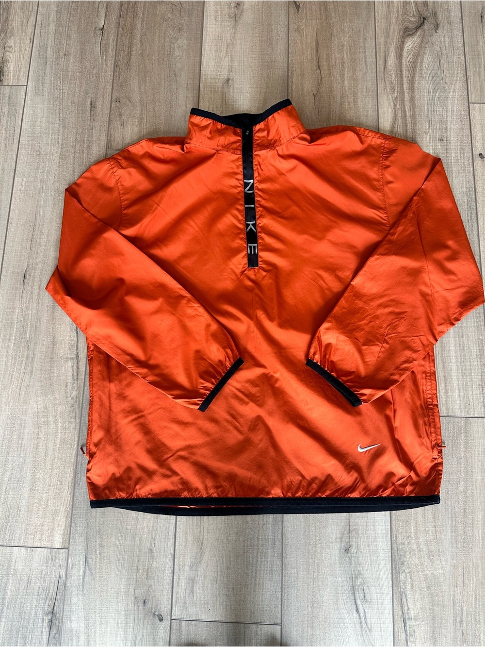 Nike Men’s Orange Quarter-Zip Windbreaker with Black Trim